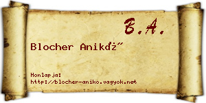 Blocher Anikó névjegykártya